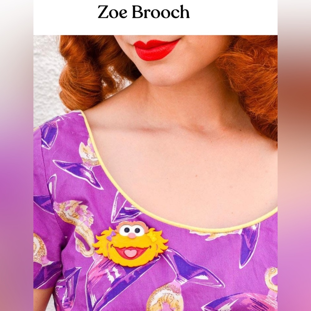 NIB ~ ERSTWILDER SESAME STREET ZOE BROOCH - Picture 4 of 4